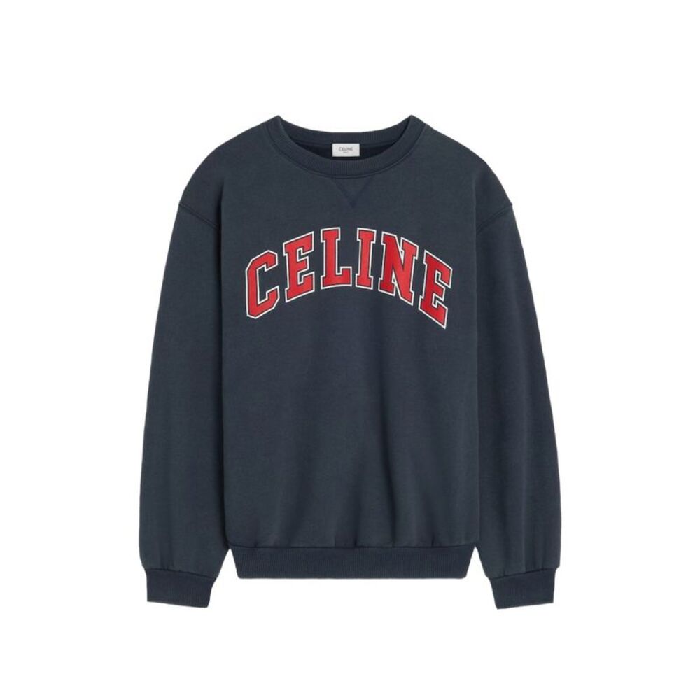 Celine Women Logo Cotton Crewneck Sweatshirt